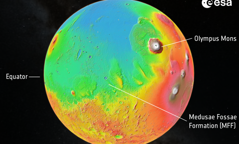 ghiaccio sepolto all’equatore di Marte